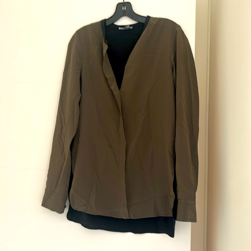 Vince two tone blouse, black and green